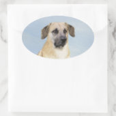 Chinook (Tropfohren) Gemälde - Original Hundkunst Ovaler Aufkleber (Tasche)