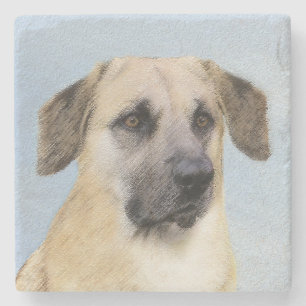 Chinook (Tropfohren) Gemälde - Original Hundkunst Steinuntersetzer