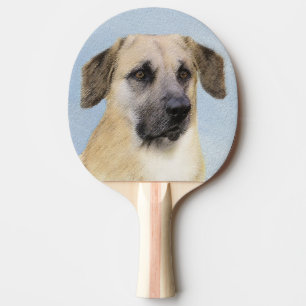 Chinook (Tropfohren) Gemälde - Original Hundkunst Tischtennis Schläger