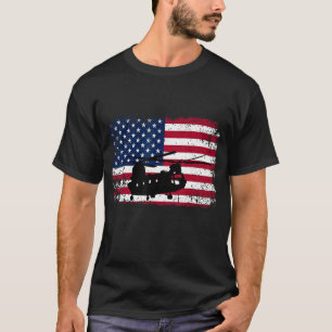 Chinotic CH-47 Chinook Helicopter American Flag T-Shirt