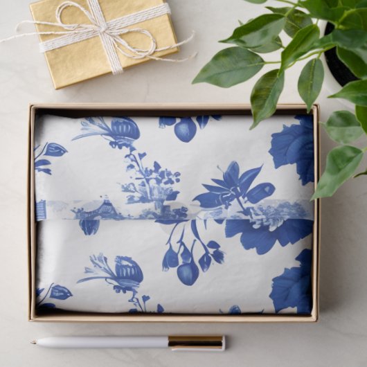 Chintz Chinoiserie Flow Blue Decoupage Papier. Seidenpapier (Geschenk)