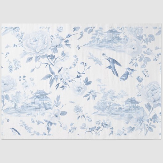 Chintz Chinoiserie Light Blue Decoupage Papier. Seidenpapier (Vorderseite)