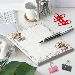 Chintz Englischer Garten Floral Botanische Katzen Notizblock