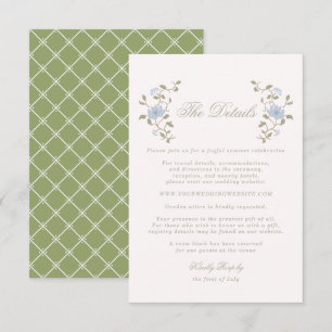 Chintz Lotus Sage Blue Hochzeits-Details Karte