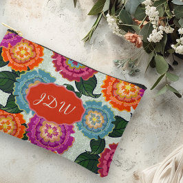 Chintz Meadow Floral Art Monogramm Zubehörtasche