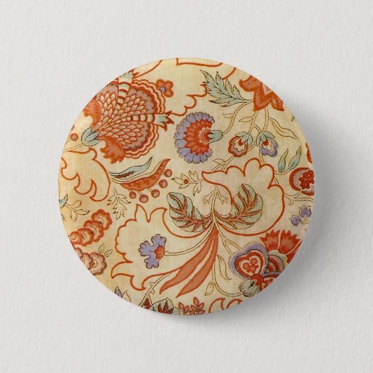 Chintz Paisley Antik Blumenmuster Button (Vorderseite)