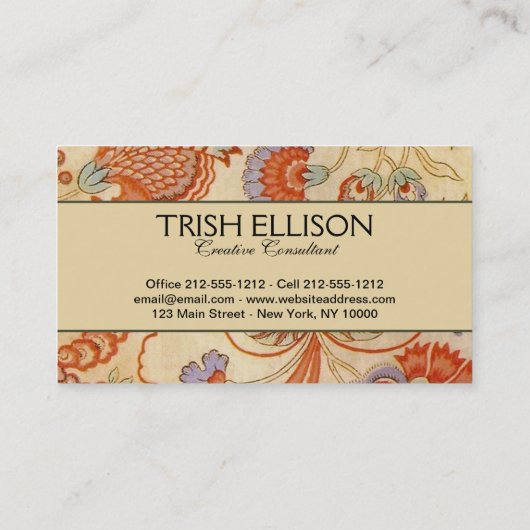 Chintz Paisley Antike Muster Visitenkarte (Rückseite)