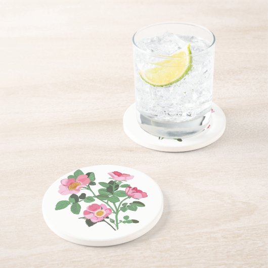 Chintzy Dark Pink Wilde Rose Getränkeuntersetzer (Seite)