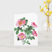Chintzy Dark Pink Wilde Rose Leere Karte (Gelbe Blume)