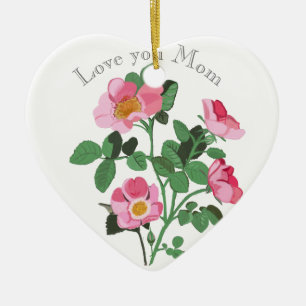 Chintzy Dark Pink Wilde Rose Liebe Mama Keramik O Ornament