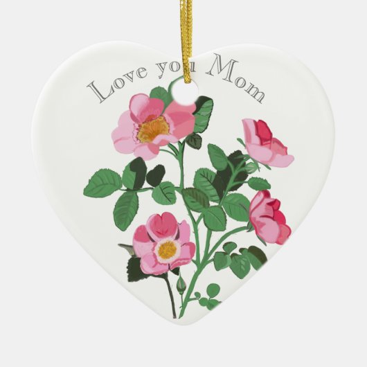 Chintzy Dark Pink Wilde Rose Liebe Mama Keramik O Ornament (Vorne)