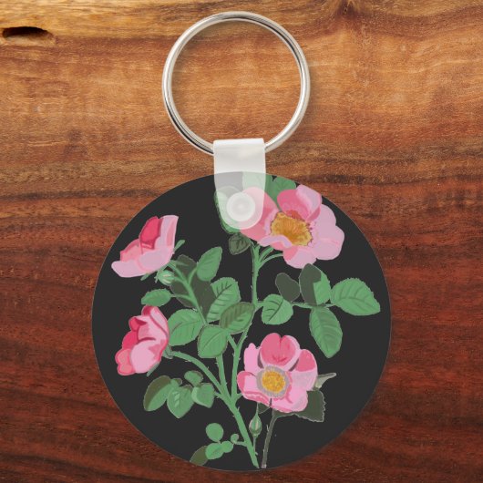 Chintzy Pink Wilde Rose Schlüsselanhänger (Vorderseite)