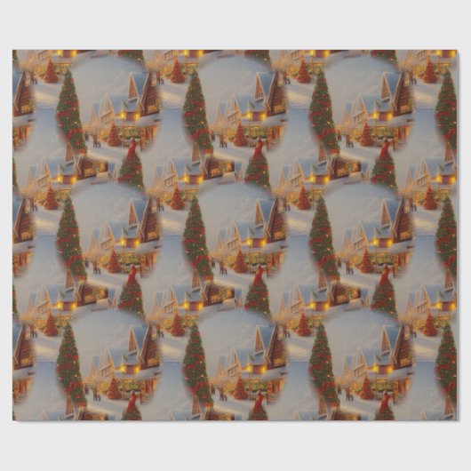 Chintzy Village Christmas Tree Snow Globe Muster Geschenkpapier (Flach)