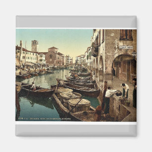 Chioggia, Fischmarkt, Venedig, Italien Vintage-Fot Magnet