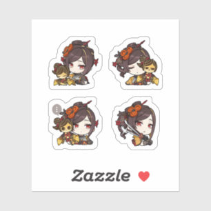 Chiori Genshin Impact 4er Stickerbogen Aufkleber
