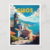 Chios Greece Vintage Reise Illustration Postkarte (Vorderseite)