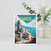Chios Greece Vintage Reise Illustration Postkarte (Stehend Vorderseite)