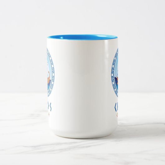 Chios, Griechenland, griechisches Schiffsdesign Zweifarbige Tasse (Mittel)