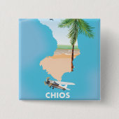 Chios Griechenland illustrierte Karte. Button (Vorderseite)