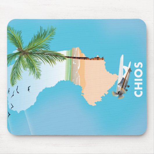Chios Griechenland illustrierte Karte. Mousepad (Vorne)