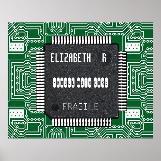 Chip auf der gedruckten Leiterplatte mit Ihrem Nam Poster (Vorne)