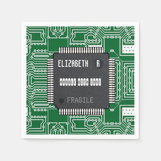 Chip auf der gedruckten Leiterplatte mit Ihrem Nam Serviette (Vorderseite)