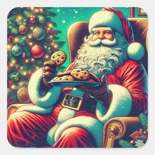 Chip-Cookies von Santa Chocolate | Weihnachten Quadratischer Aufkleber (Vorderseite)