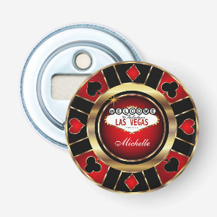 Chip-Design in Gold und Rot-Poker - Persönlich ge Flaschenöffner