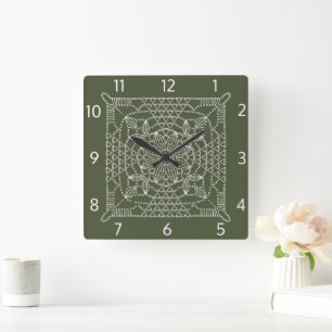 Chip Green Crochet Chart Square Wall Uhr
