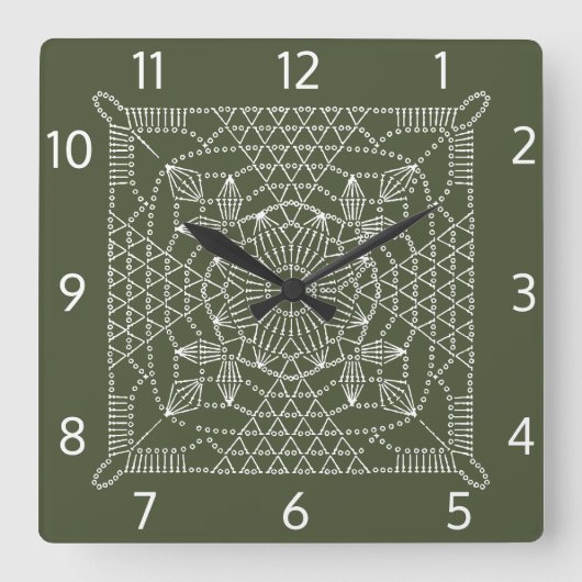 Chip Green Crochet Chart Square Wall Uhr (Vorderseite)
