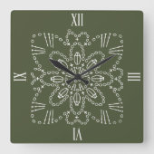Chip Green Crochet Chart Square Wall Uhr (Vorderseite)
