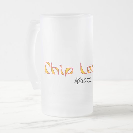 Chip Leader® Macao Bier-Tasse Mattglas Bierglas (Vorderseite Links)