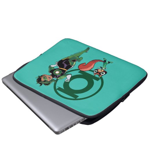 Chip und grüne Laterne Laptopschutzhülle (Vorne Knopf)