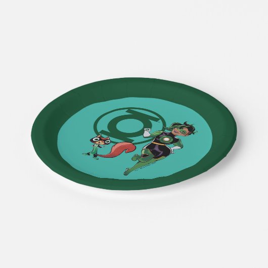 Chip und grüne Laterne Pappteller (Schrägansicht)