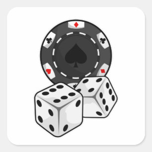 Chip & Würfel für Poker Quadratischer Aufkleber