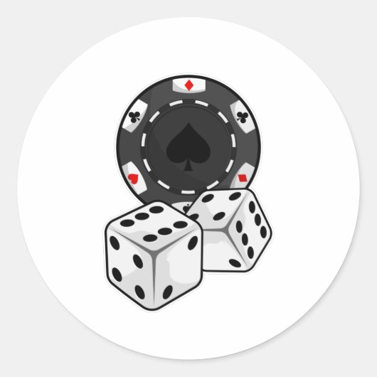 Chip & Würfel für Poker Runder Aufkleber (Vorderseite)