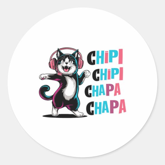 Chipi Chapa Chapa Dancing Cartoon Cat Runder Aufkleber (Vorderseite)