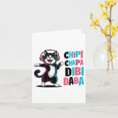 Chipi Chapa Dibi Daba Cat Dancing Cartoon Karte (Gelbe Blume)