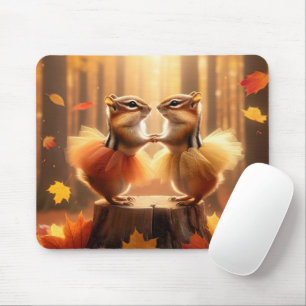 Chipkarten mit Tutus auf Herbststumpf Mousepad