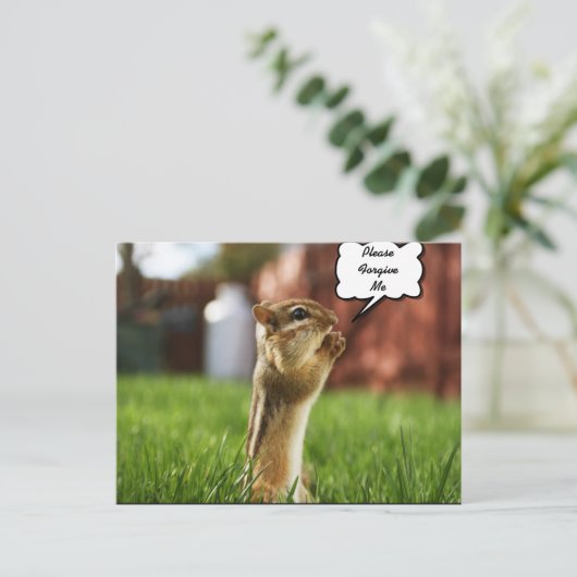 Chipmun Praying Plese Vergib mir Postkarte (Stehend Vorderseite)