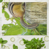 Chipmunk an einem Zaun Geschirrtuch (Gefaltet)