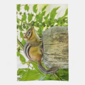 Chipmunk an einem Zaun Geschirrtuch (Vertikal)