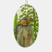 Chipmunk an einem Zaun Keramik Ornament (Rechts)