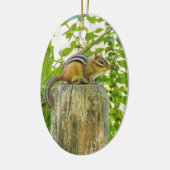 Chipmunk an einem Zaun Keramik Ornament (Links)
