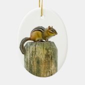 Chipmunk an einem Zaun Keramik Ornament (Hinten)