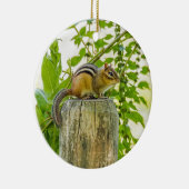 Chipmunk an einem Zaun Keramik Ornament (Rechts)