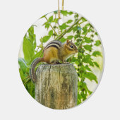 Chipmunk an einem Zaun Keramik Ornament (Links)