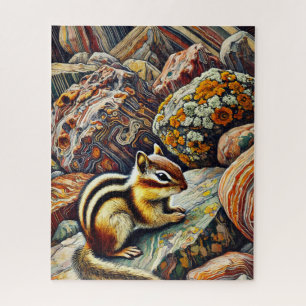 Chipmunk auf dem Rocks 500 Piece Puzzle