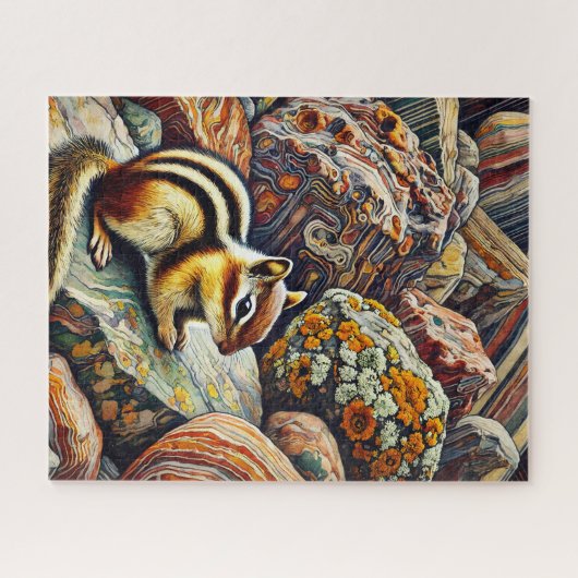 Chipmunk auf dem Rocks 500 Piece Puzzle (Horizontal)
