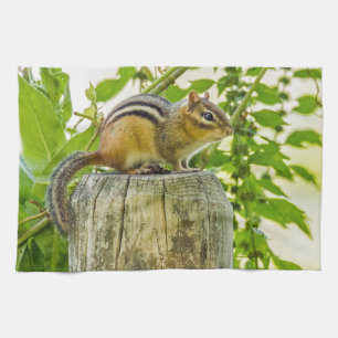 Chipmunk auf einem Zaun-Posten Geschirrtuch